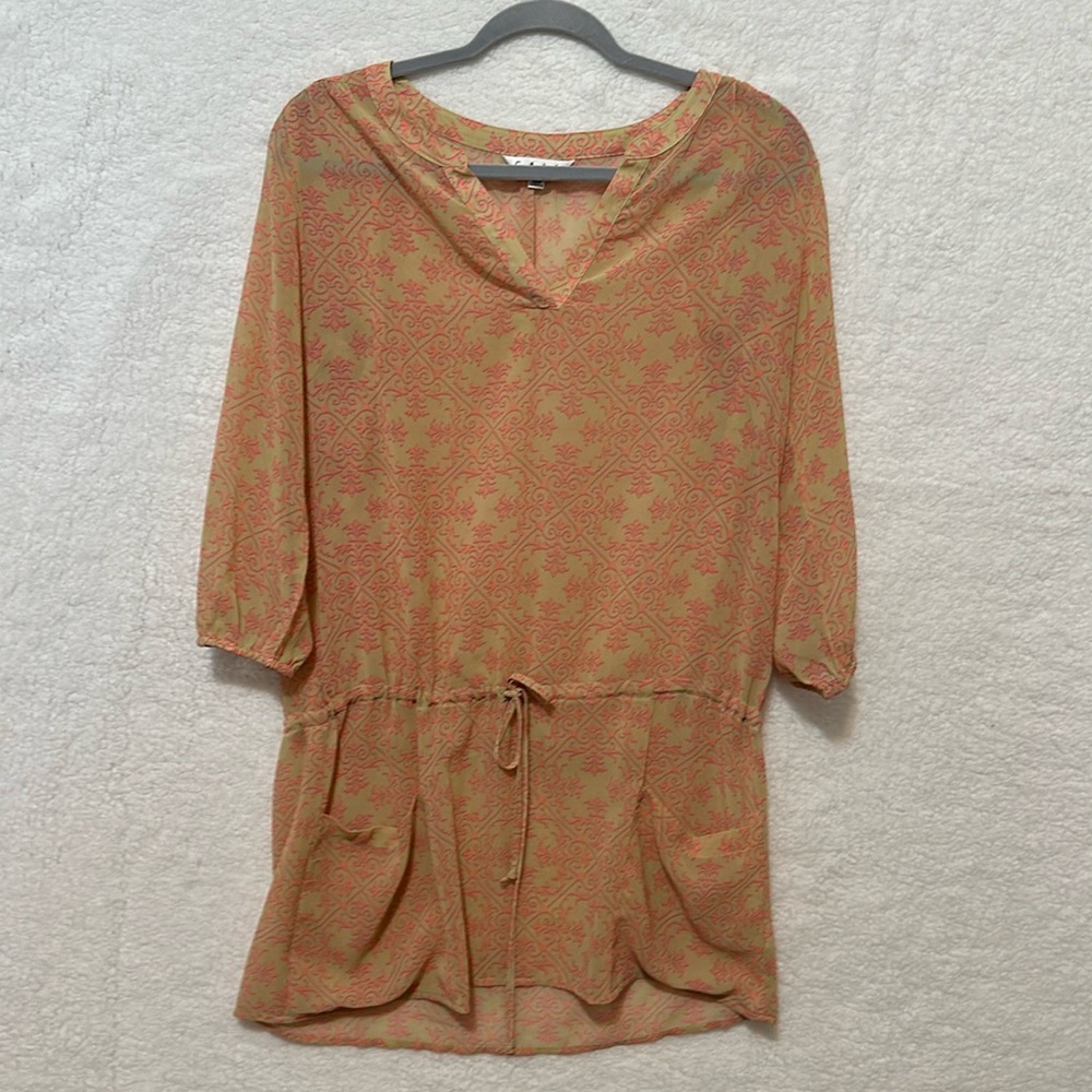 CAbi Pool Side Top Tunic with Drawstring Waist Size Small